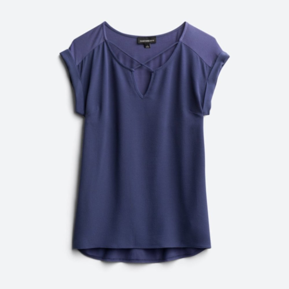 FORTUNE + IVY Carna Mixed Material Blouse